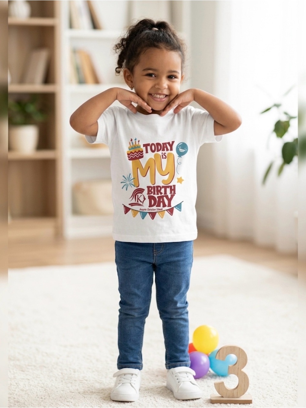 Rabbit Skins & Cat & Jack girl’s birthday graphic tee and pants.  Size 3T.